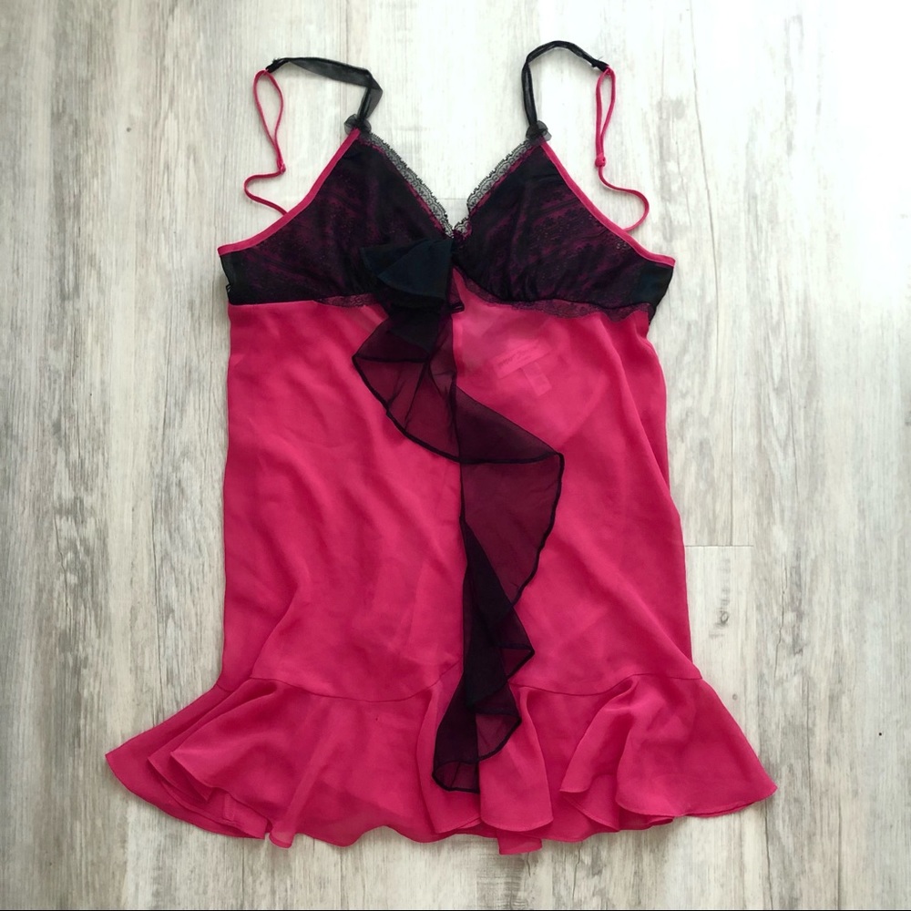 Betsey Johnson Hot Pink & Black Nightie - S